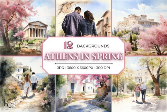 Athens in Spring Watercolor Backgrounds: A Designer's Guide