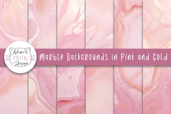 Elegant Marble Backgrounds in Pink and Gold for Designers