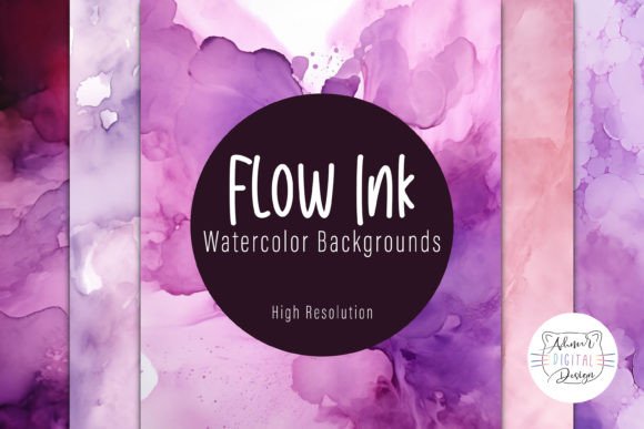 Flow Ink Watercolor Backgrounds: Creative Digital Assets