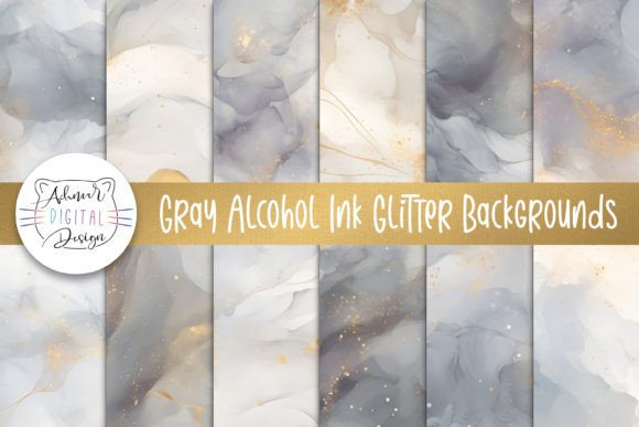 Gray Alcohol Ink Glitter Backgrounds: Subtle Sparkle for Modern Designs
