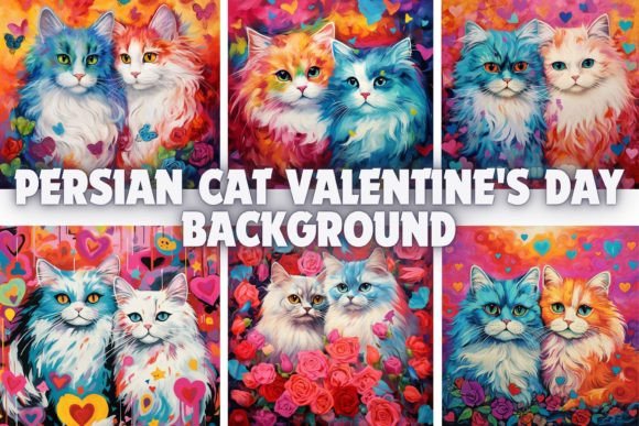 Persian Cat Valentine's Day Backgrounds Collection