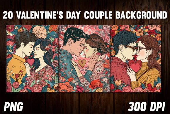 Romantic Design Assets: Valentine's Day Couple Backgrounds 1