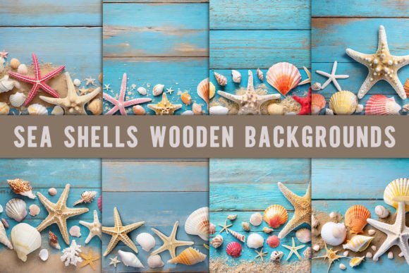 Sea Shells Wooden Backgrounds: 8 Rustic Textures