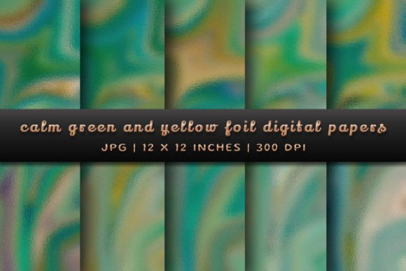 Serene Design Harmony: Calm Green and Yellow Foil Backgrounds