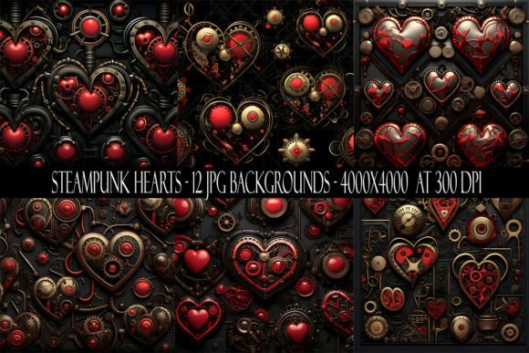 Steampunk Heart Backgrounds: Vintage Texture for Modern Projects